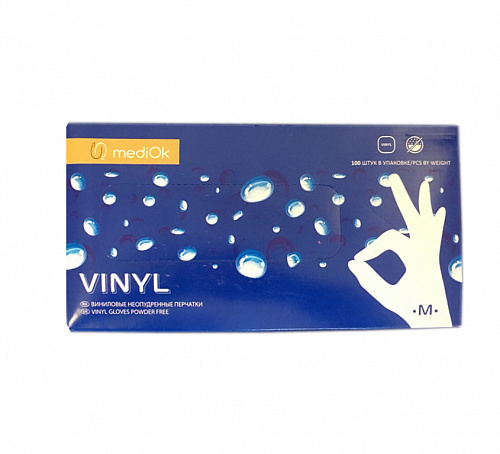 Перчатки виниловые неопудренные Vinil Белые ( 50 пар) размер М